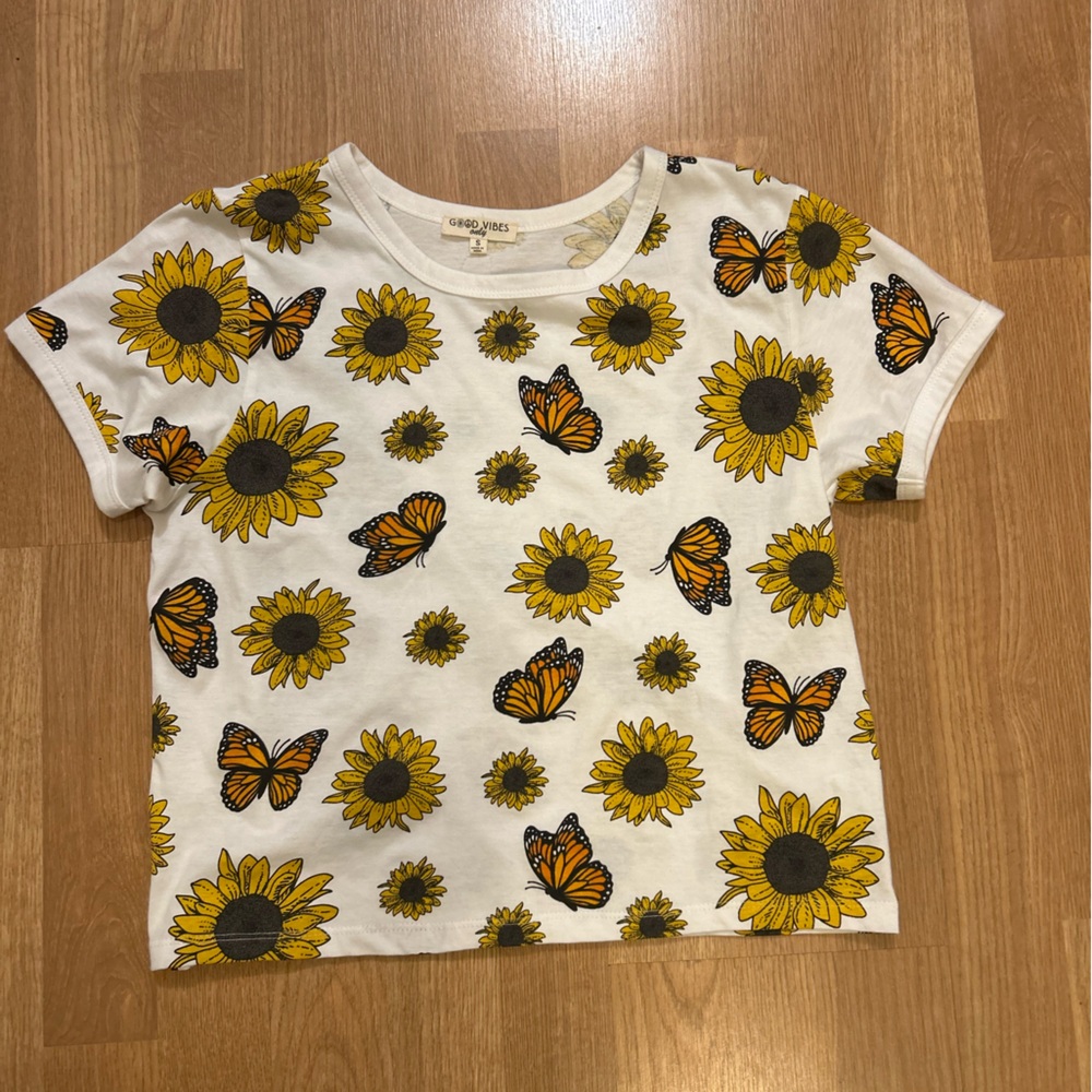 Sunflower and Butterfly Graphic Tee